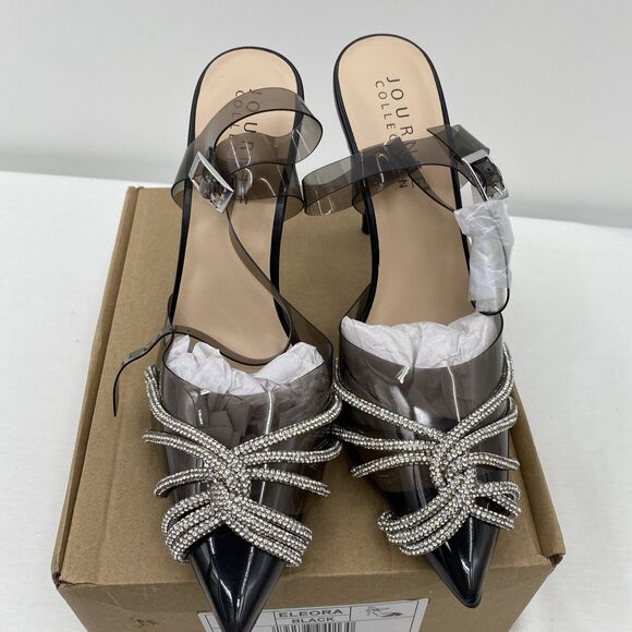 NEW Journee Collection Eleora Crystal Black Heels sz 11 - Picture 3 of 10